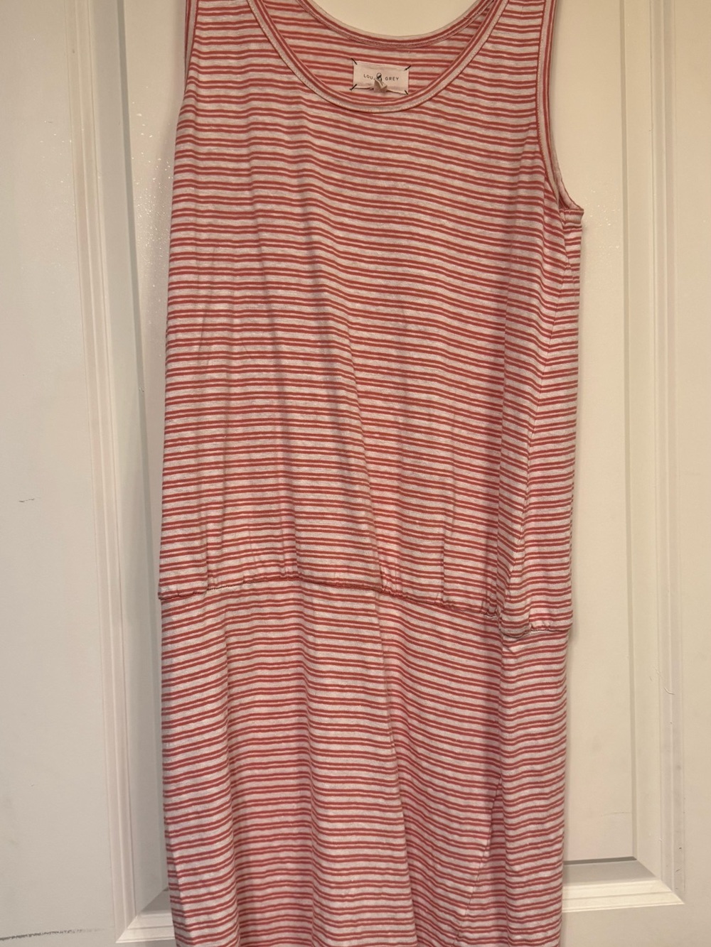 Lou & Grey Pink and White Striped Midi Skirt